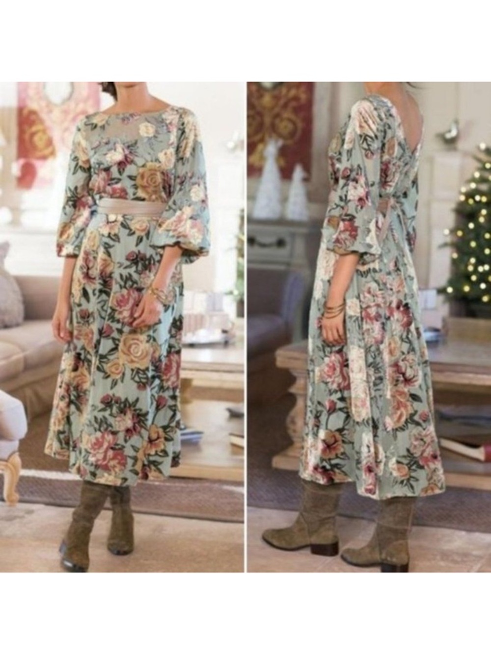 NWOT SOFT SURROUNDINGS Uma Floral Burnout Midi Dress S